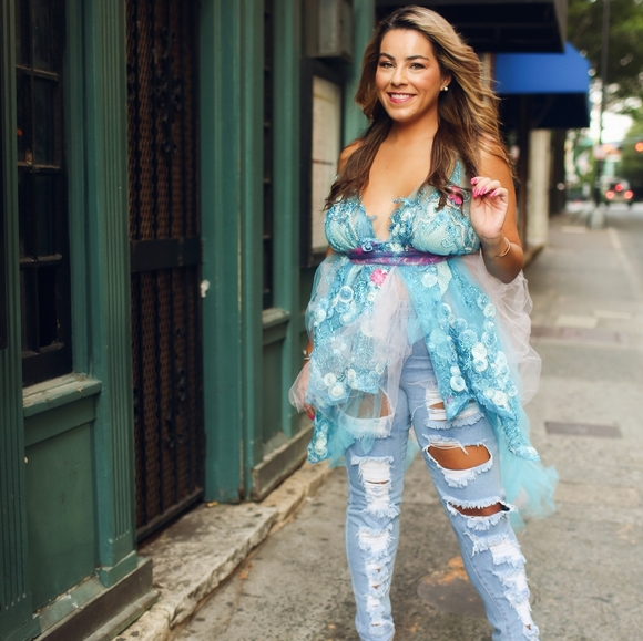 SAMPLE GOWN ONLY-MELISSA Turquoise Pink White Wedding Ballgown Set - Picture 4 of 16